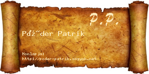 Póder Patrik névjegykártya